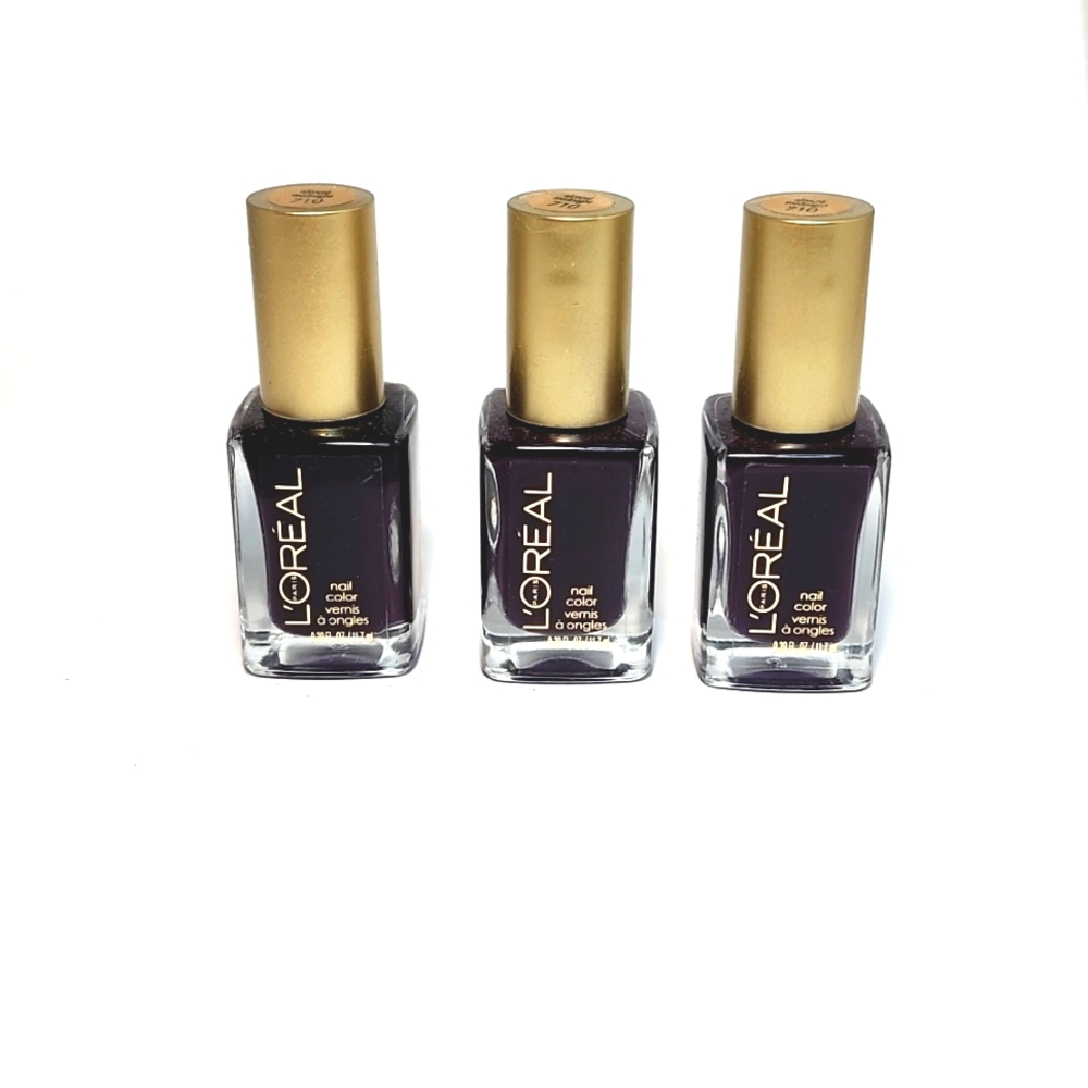 LOT of 3 pcs Loreal #710 Almost Midnight nail color. Purple